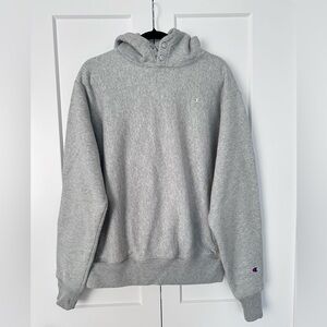Champion Light Gray Men's Hoodie ribbed Sz M oversized